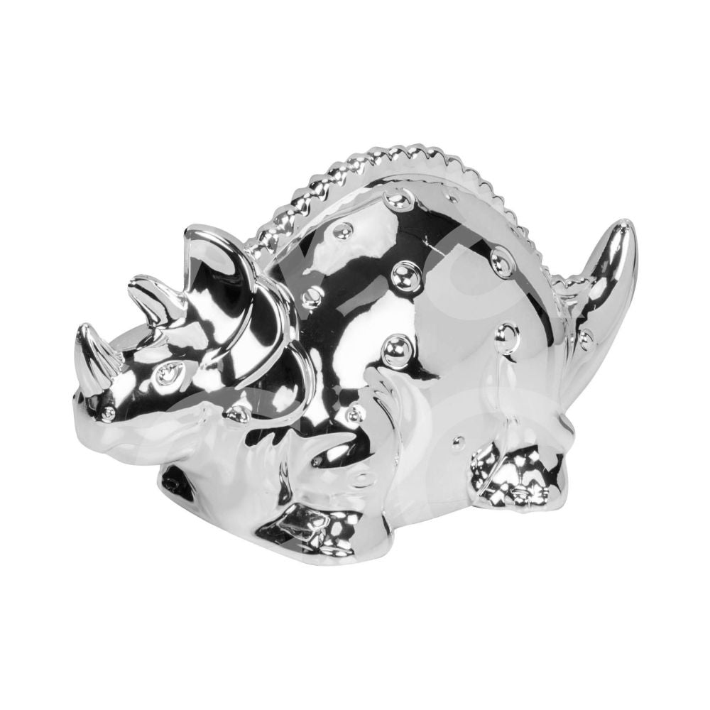 Bambino 16cm Silver Plated Dinosaur Money Box