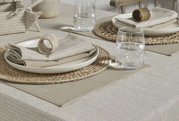 Walton & Co 130CM X 180 Boston Stripe Tablecloth Grey