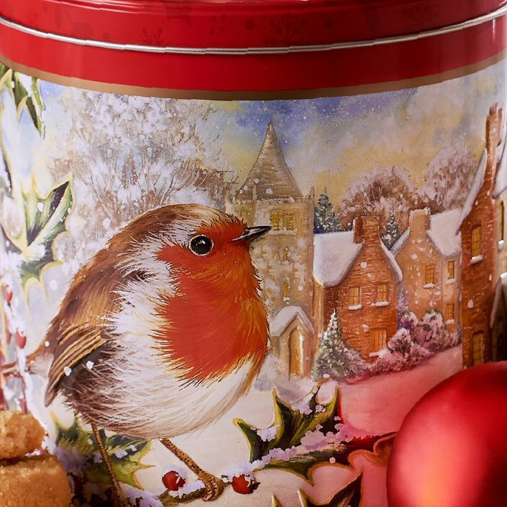 Grandma Wild's 300g Embossed Snowy Robin Biscuit Barrel