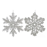 Festive 12cm Silver Glitter Snowflake Decoration (Choice of 2)