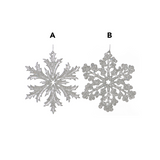 Festive 12cm Silver Glitter Snowflake Decoration (Choice of 2)