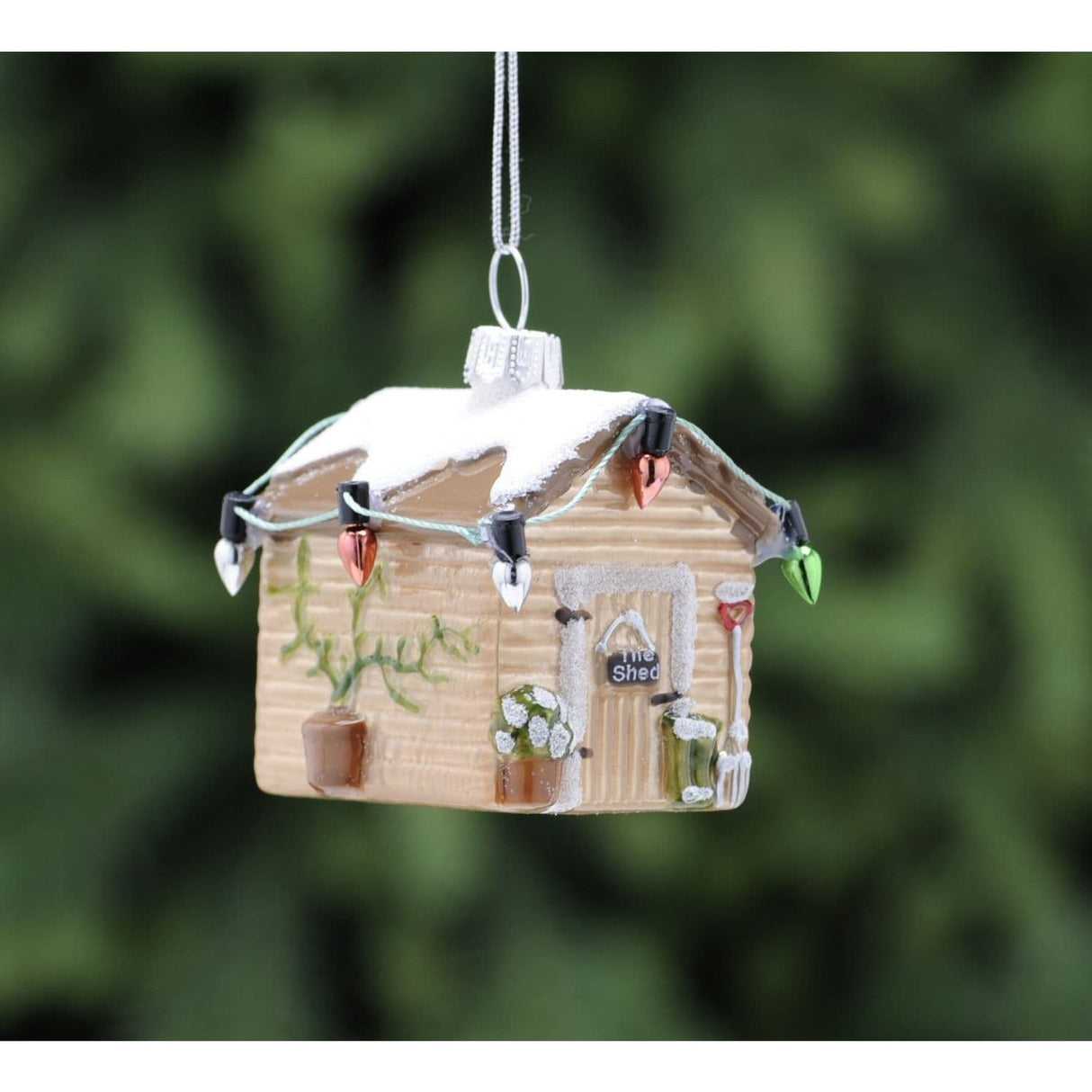 Festive 6cm Garden Shed Hanging Christmas Decoration