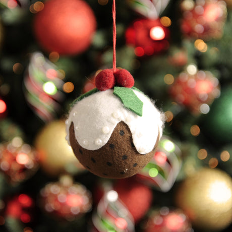 Festive 8cm Christmas Pudding Decoration