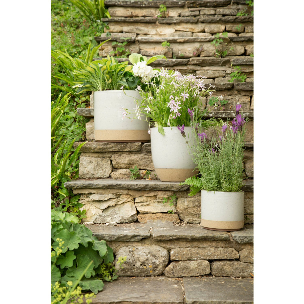 Woodlodge 30cm Cream Speckle Cylinder Glazed Pot