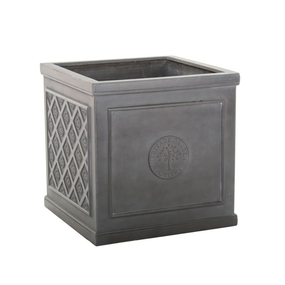 Woodlodge 45cm Black Regal Heritage Fibreclay Square Pot – Old Railway ...