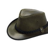 Jackdaw Olive Green Brisbane Leather Hat - Large