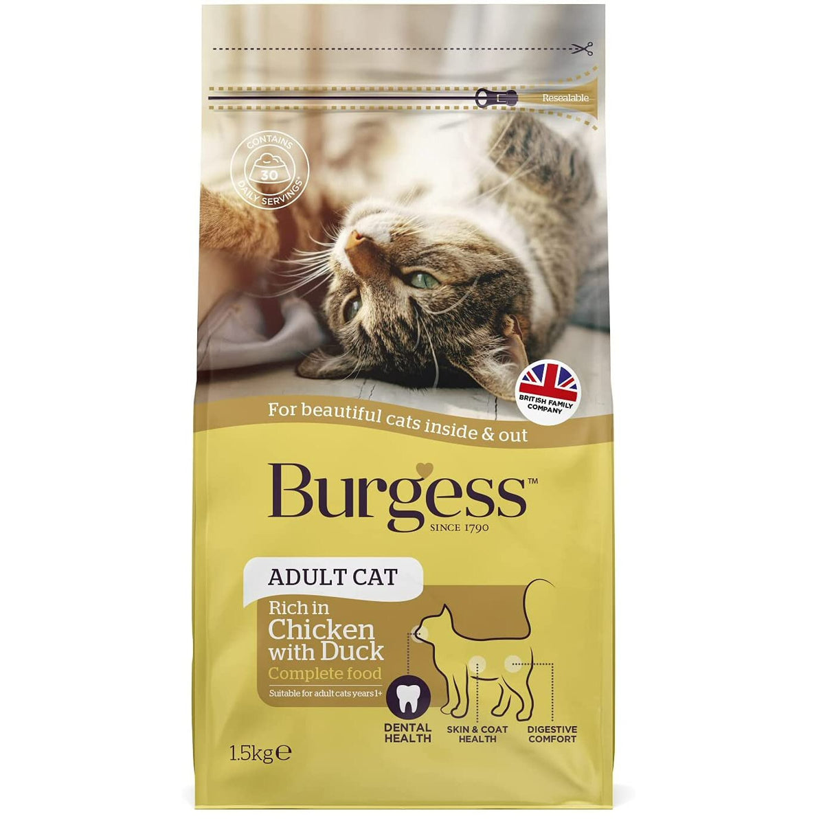 Burgess 1.5kg Adult Chicken and Duck Cat Food