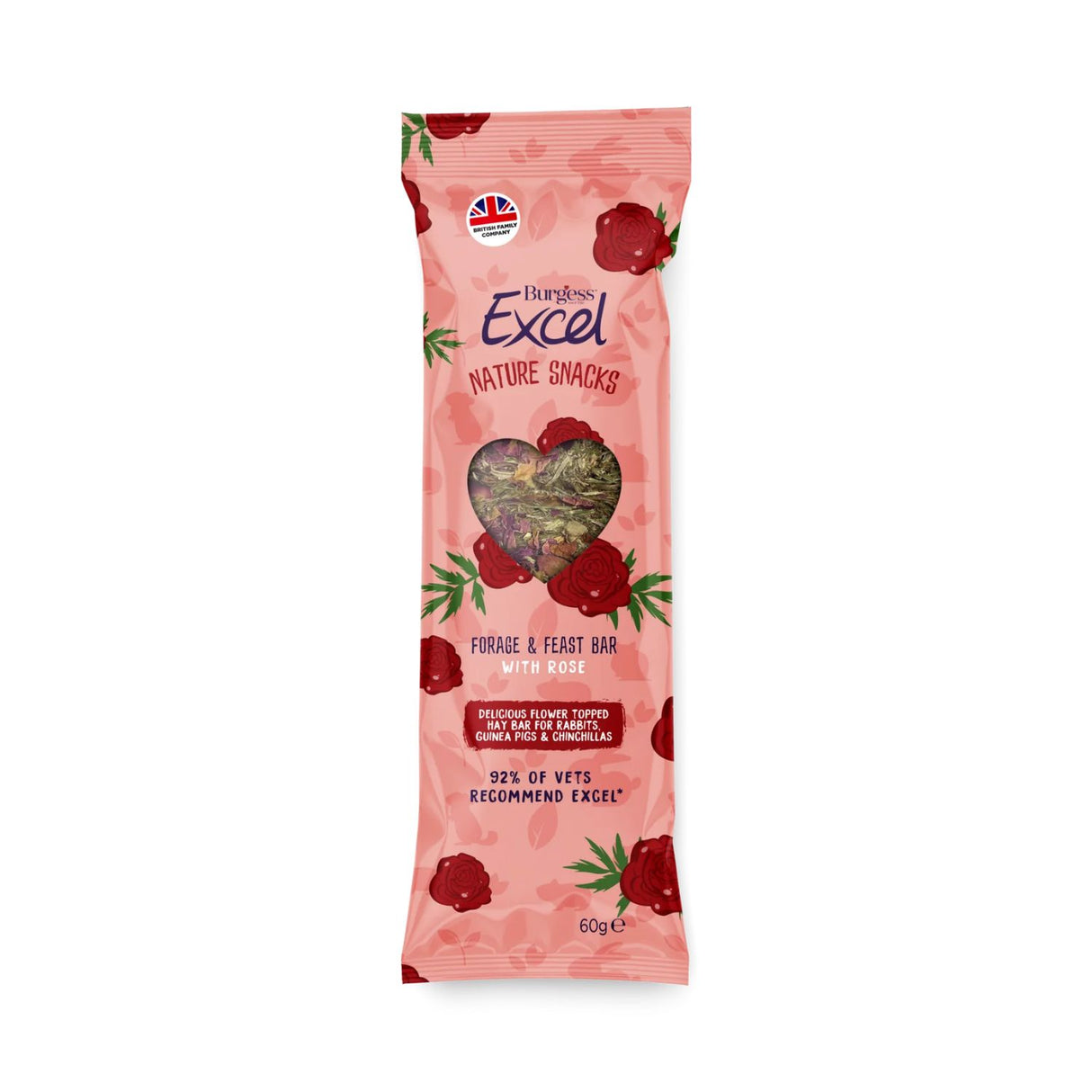 Burgess Excel 60g Forage & Feast Hay Bar with Rose