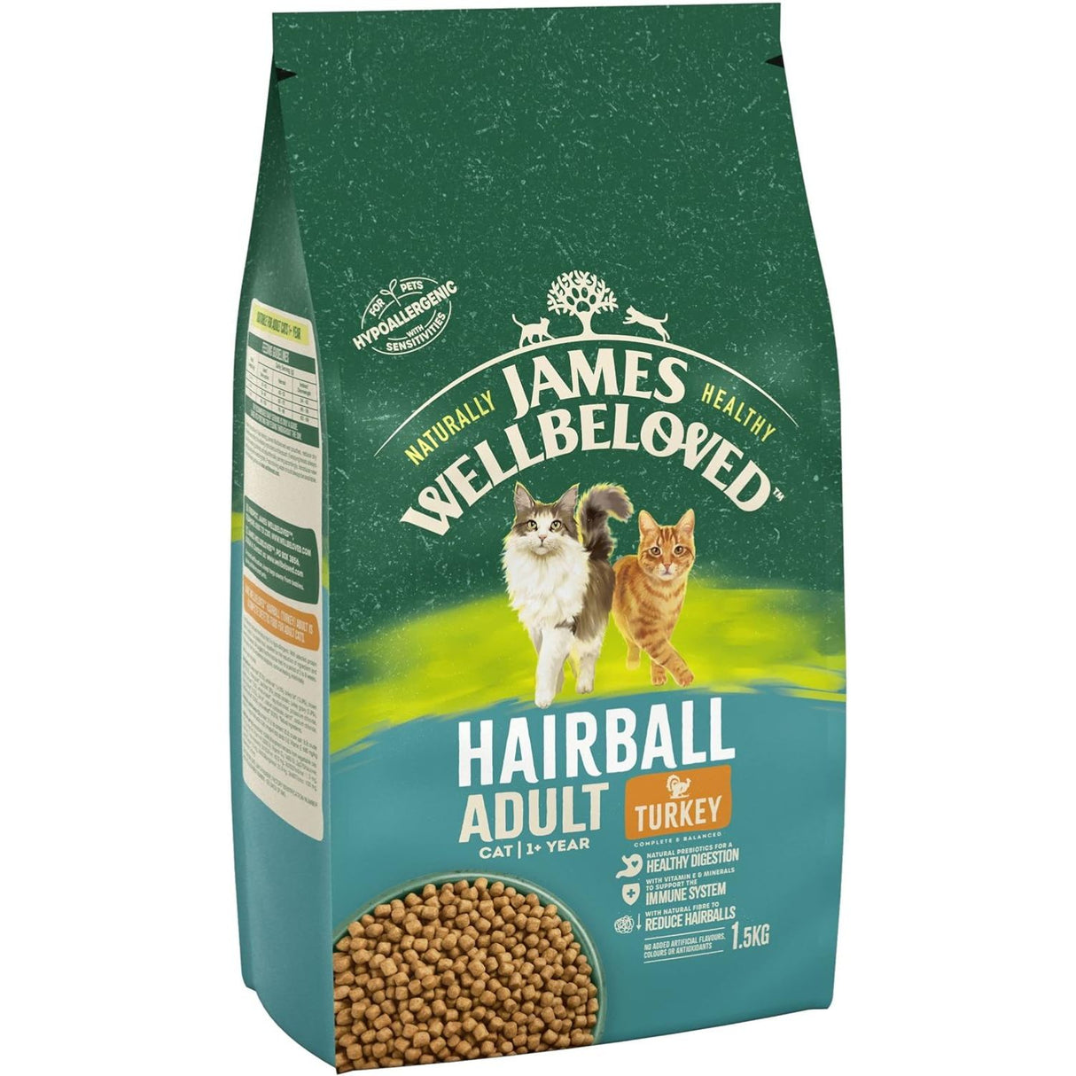James Wellbeloved 1.5kg Turkey Adult Hairball Dry Cat Food
