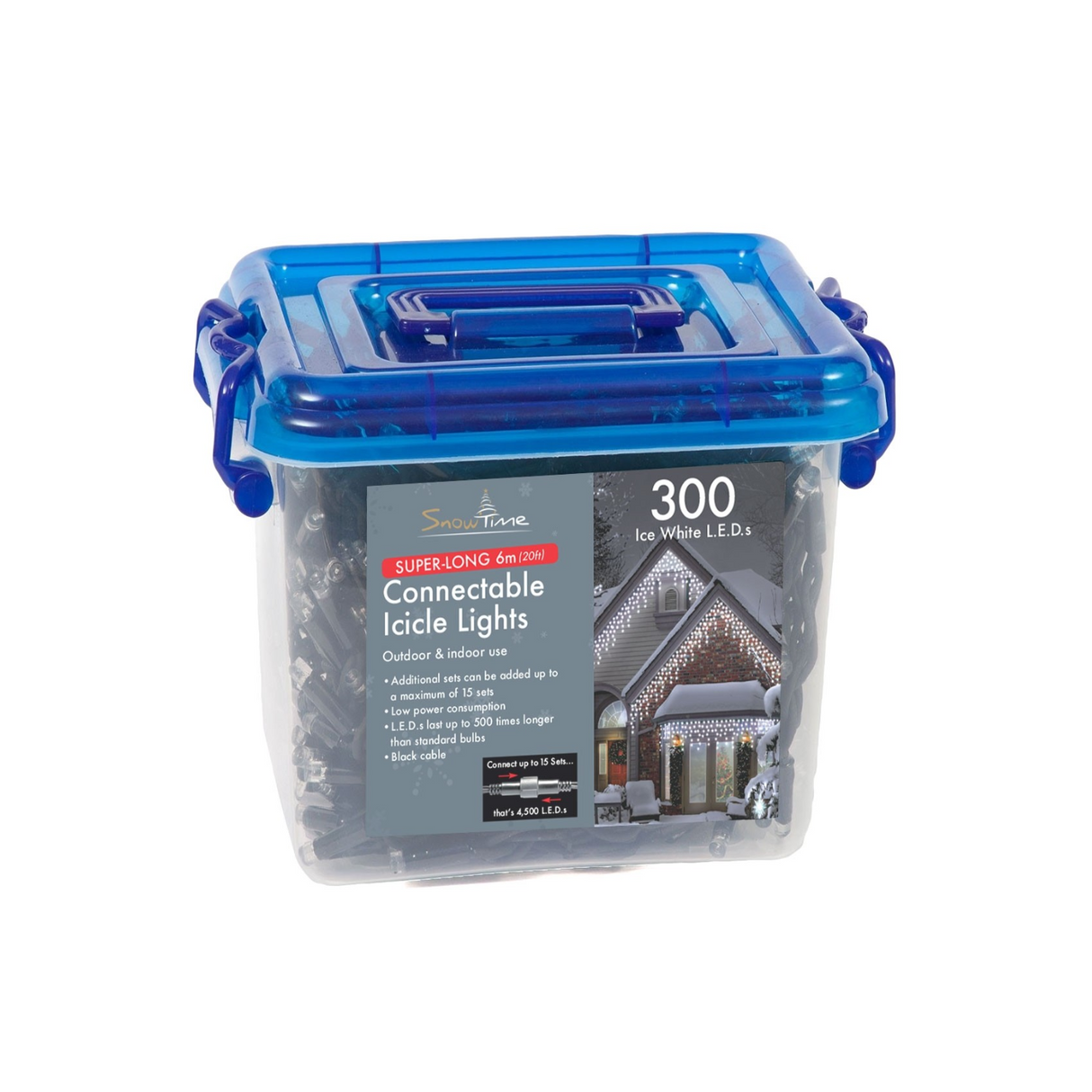 Snowtime 300 LED Ice White Connectable Icicle Lights (6m)