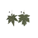 Gisela Graham Acrylic 13cm Green Glitter Leaf (Choice of 2)