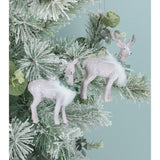 Gisela Graham 8cm Grey Resin Deer With Faux Fur Wreath (Choice of 2)