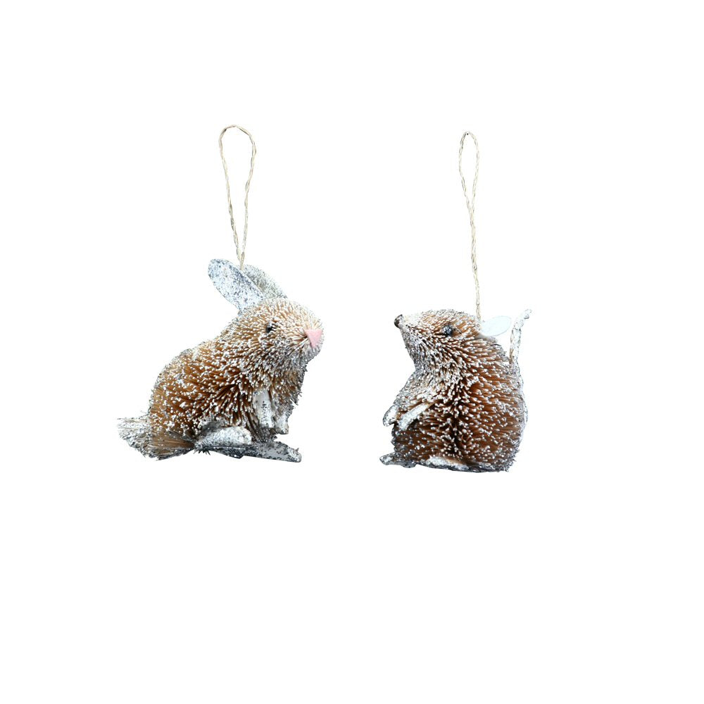 Gisela Graham 7cm Bristle Mouse Christmas Tree Decoration (Choice of 2)