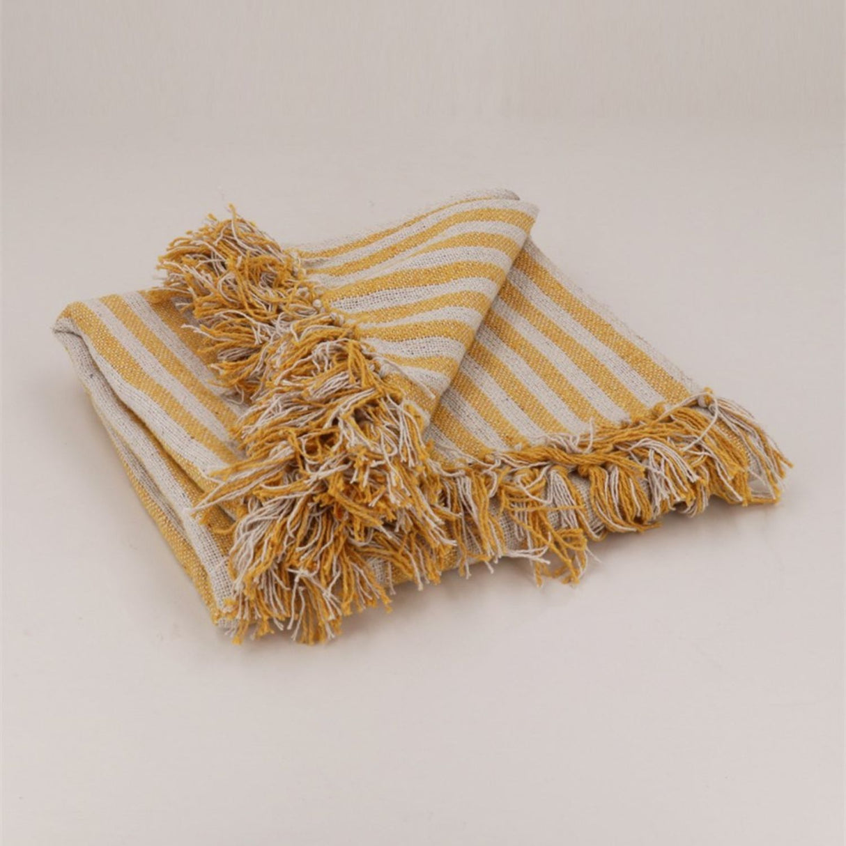Gisela Graham 150cm Mustard Woven Stripe Throw