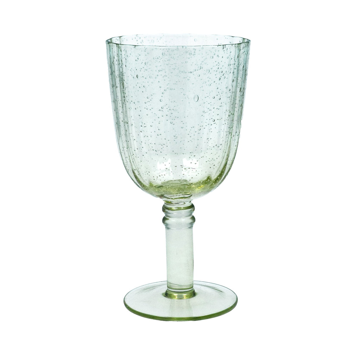 Gisela Graham 16.3cm Green Glass Fluted Wine Goblet
