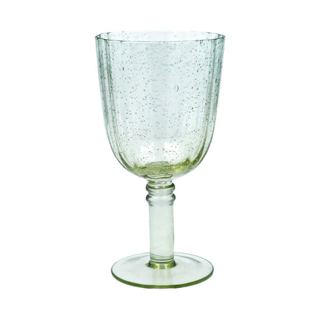 Gisela Graham 16.3cm Green Glass Fluted Wine Goblet