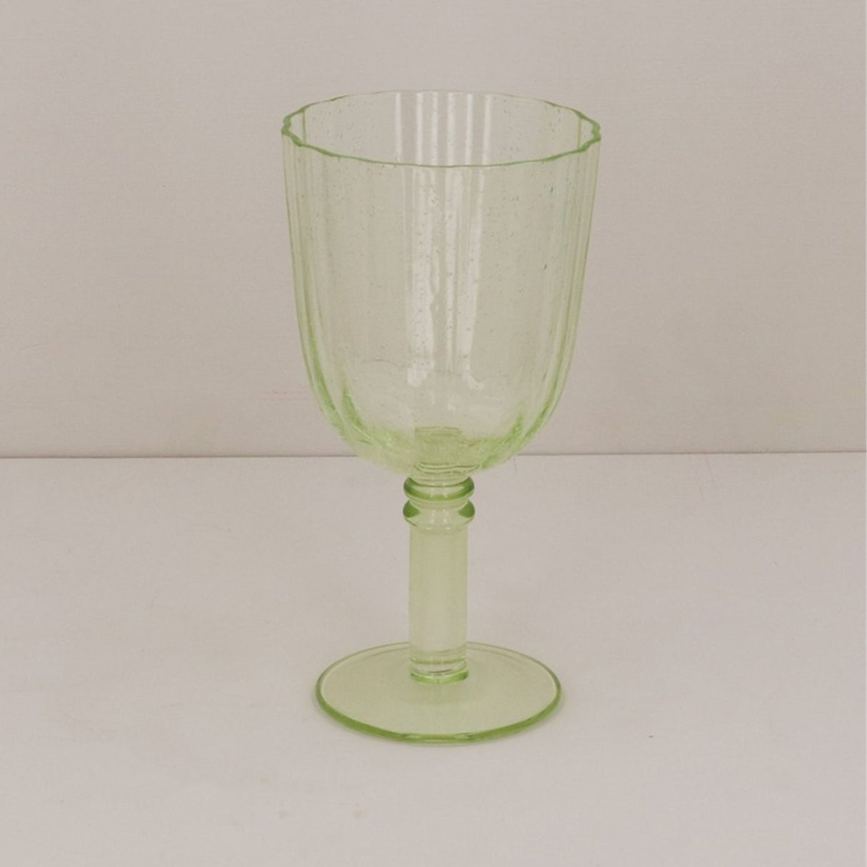 Gisela Graham 16.3cm Green Glass Fluted Wine Goblet