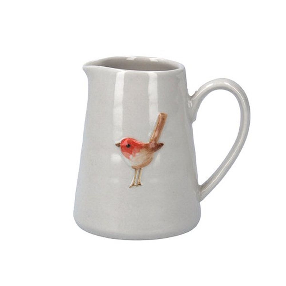 Gisela Graham Ceramic Mini Jug With Robin Design