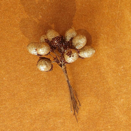 Gisela Graham 11cm Gold Glitter Acorn Pick