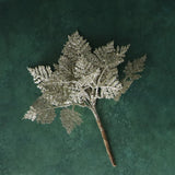 Gisela Graham 14cm Large Pale Gold Glitter Leaf Pick