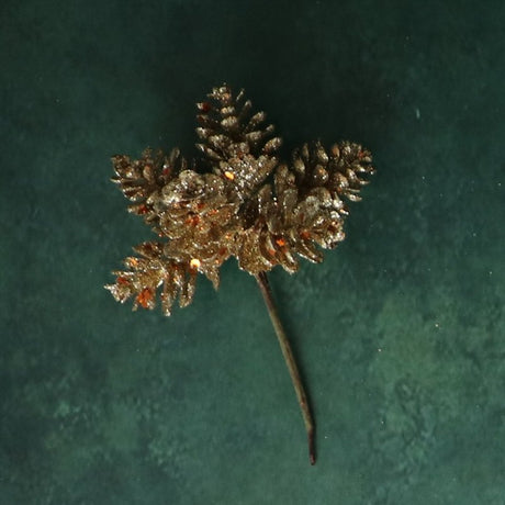 Gisela Graham 14cm Large Gold Glitter Cone Pick