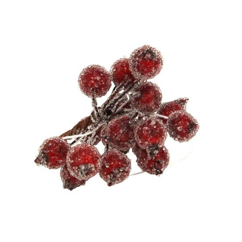 Gisela Graham 8cm Frosted Red Berry Bunch Pick