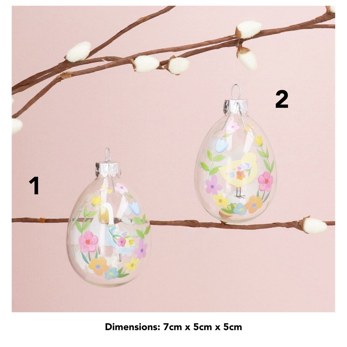Gisela Graham 7cm Duck/Chick Egg Hanging Glass Decoration (Choice of 2)