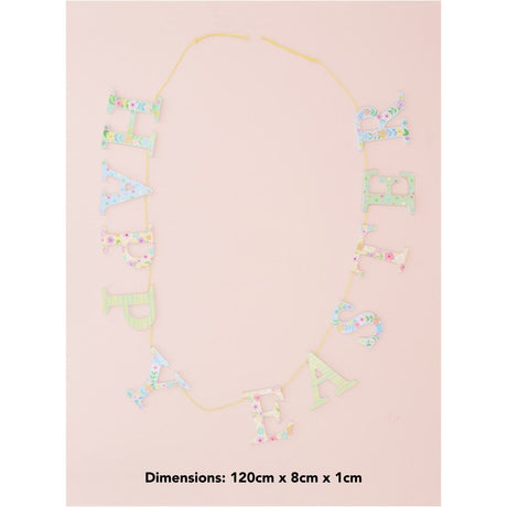 Gisela Graham 120cm Pastel Flowers Happy Easter Wooden Garland