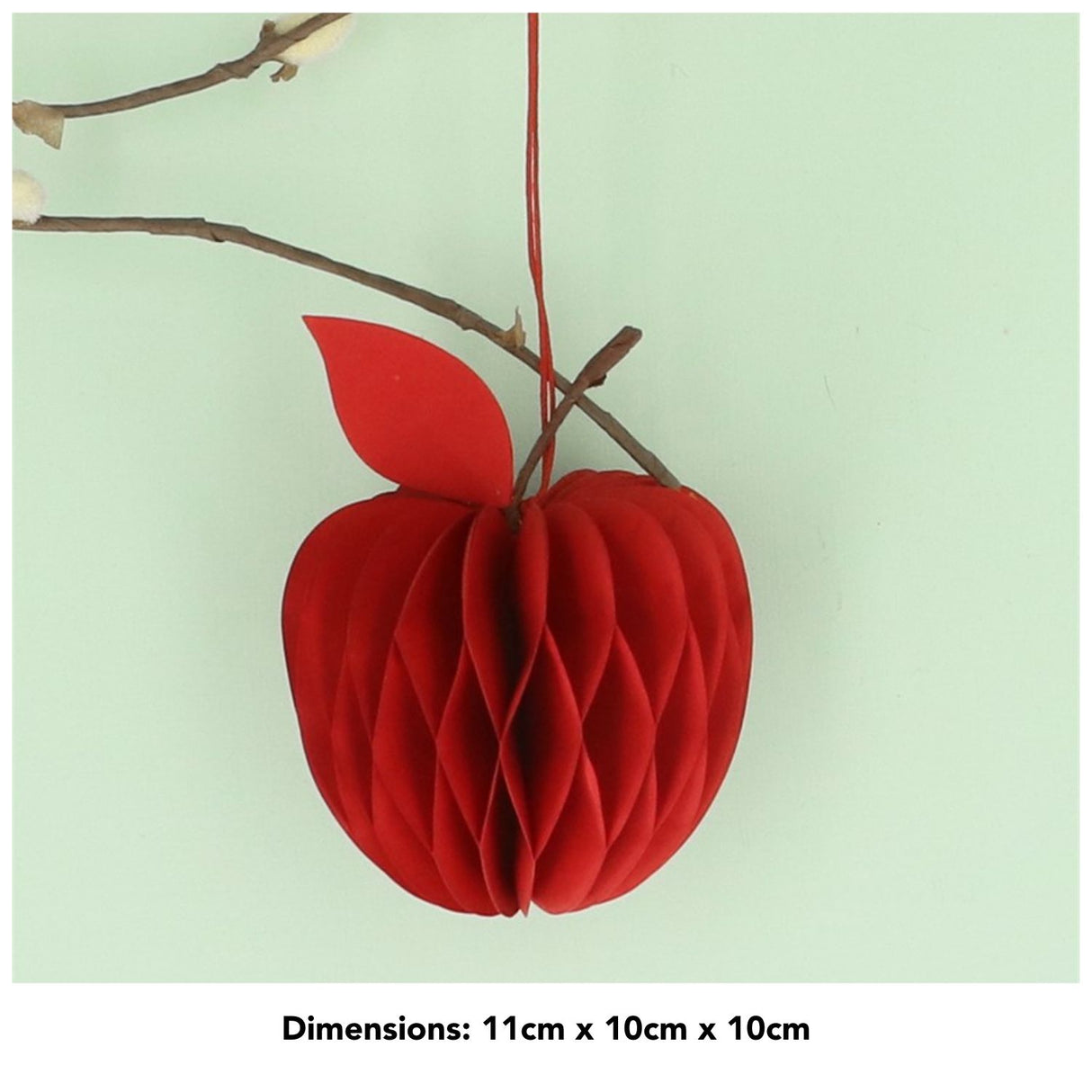 Gisela Graham 11cm Red Paper Apple Hanging Decoration