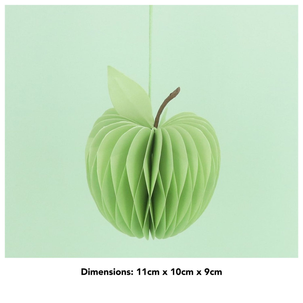 Gisela Graham 11cm Green Paper Apple Hanging Decoration