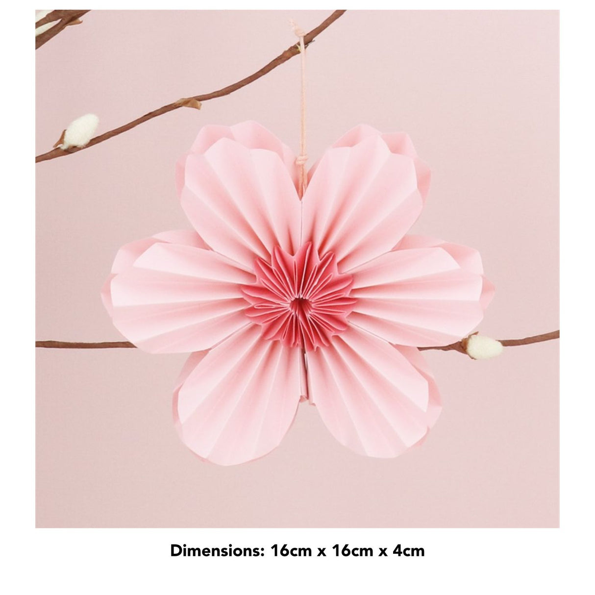 Gisela Graham 16cm Pale Pink 6 Petal Medium Flower Hanging Decoration