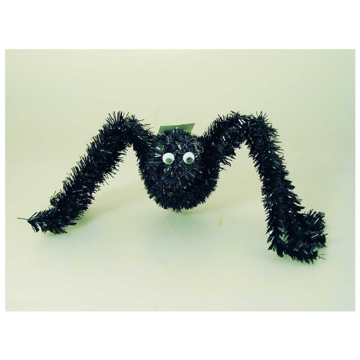 Gisela Graham 45cm Tinsel Halloween Black Spider Decoration