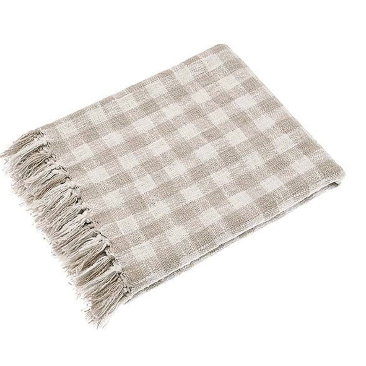Walton & Co 152cm Natural Gingham Throw