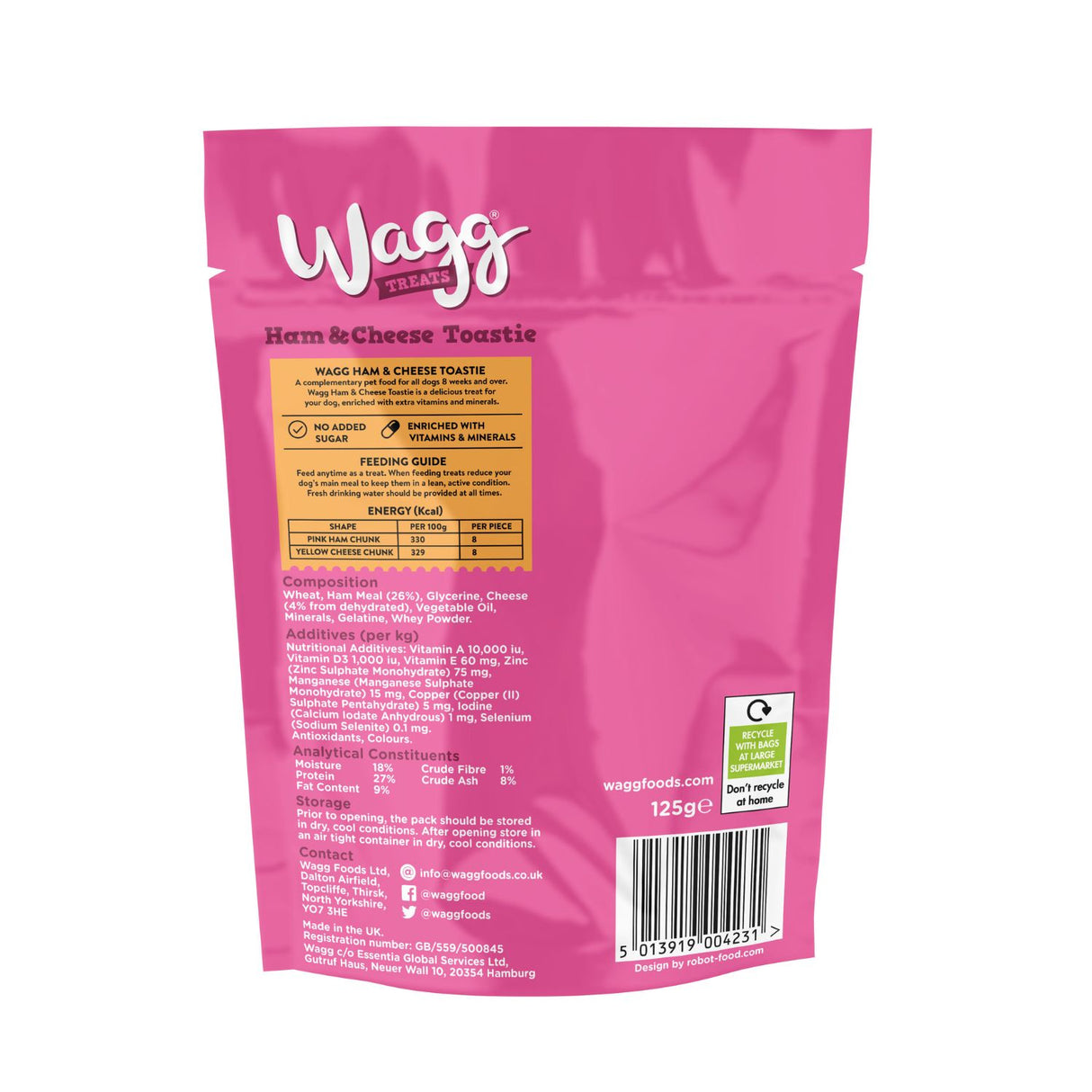 Wagg Treats 125g Ham & Cheese Toastie