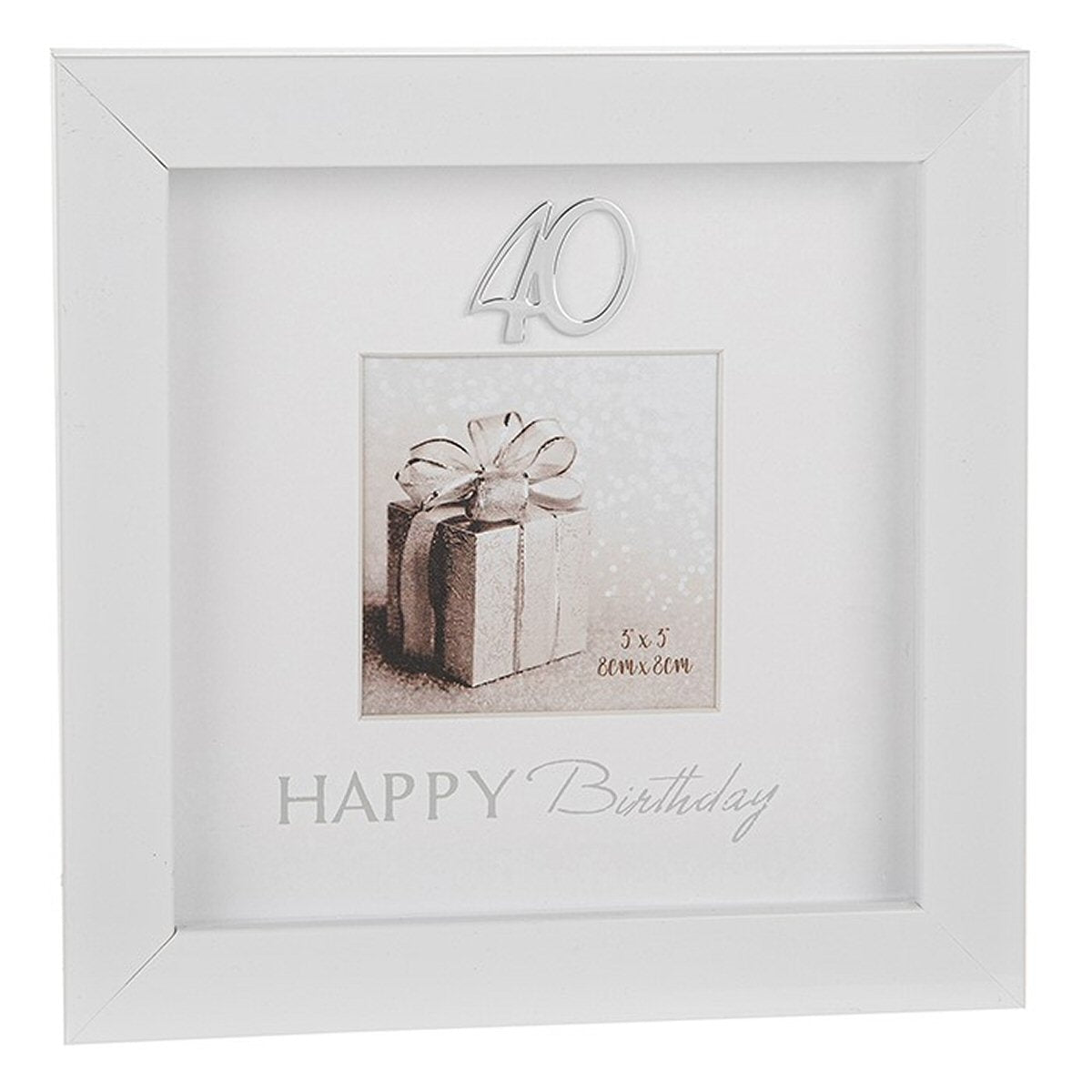Joe Davies 3x3 White 40th Birthday Photo Frame
