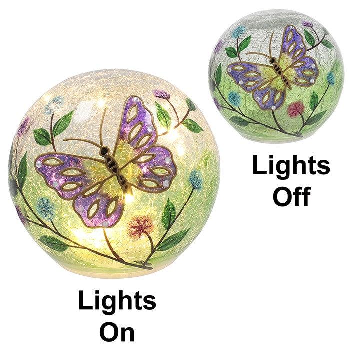 Joe Davies 12cm Crackle LED Ball Purple Butterfly Small