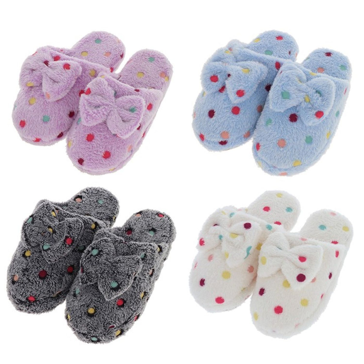 Snoozies Dotty Bow Mule Small Women Slippers - Choice of 4