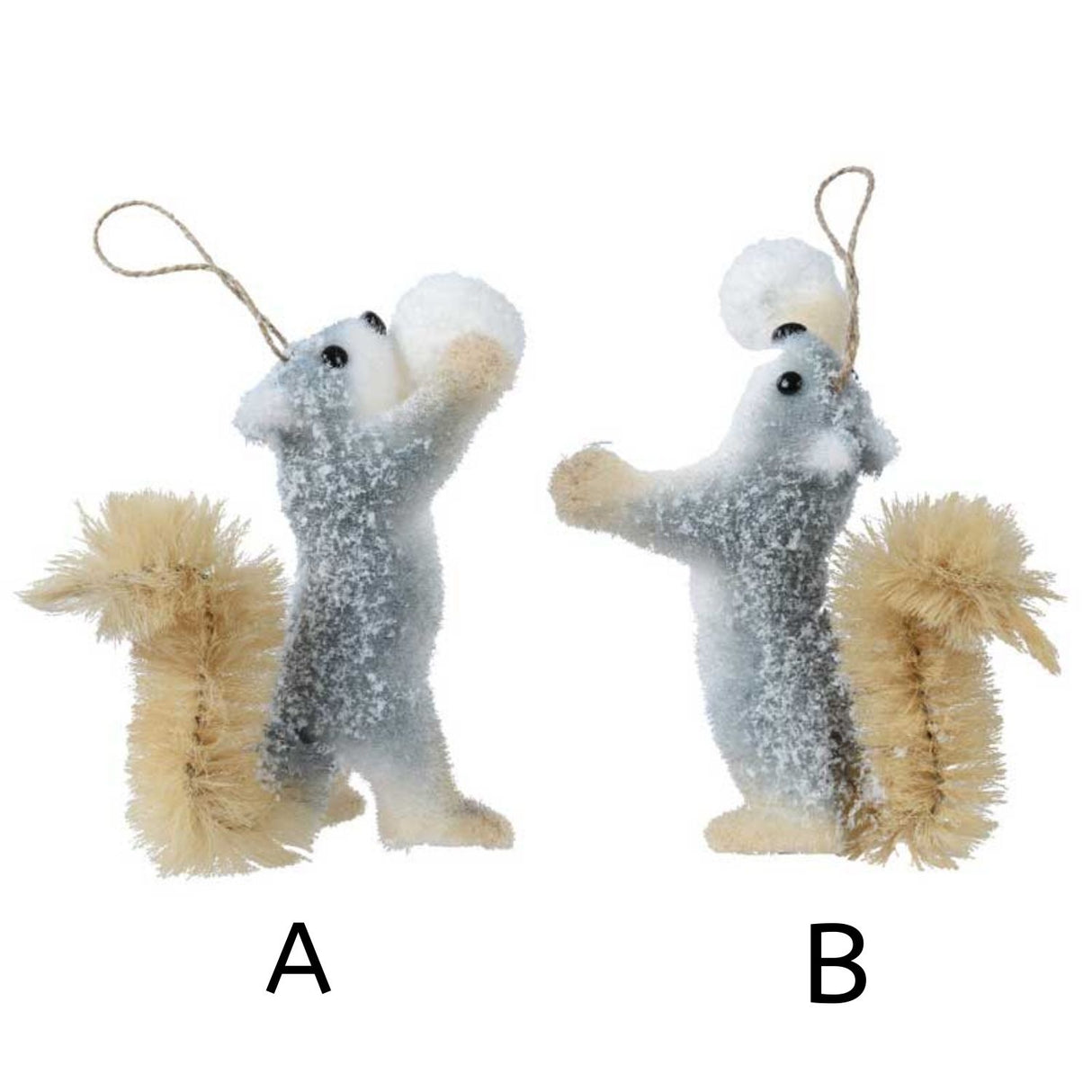Decoris Squirrel with Snowball Hanging Decoration - (Choice of 2)