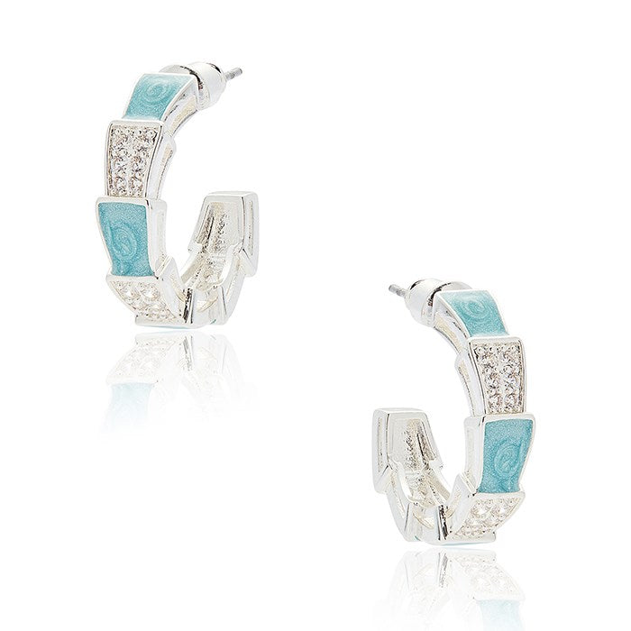 Equilibrium Iced Gem Glam Silver Plated Hoop Earrings