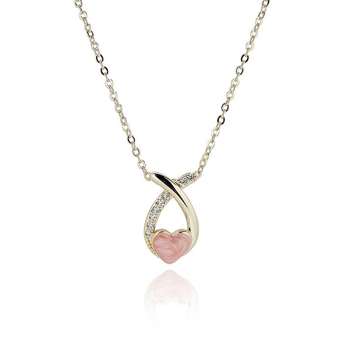 Equilibrium Iced Gem Kiss Gold Plated Heart Necklace