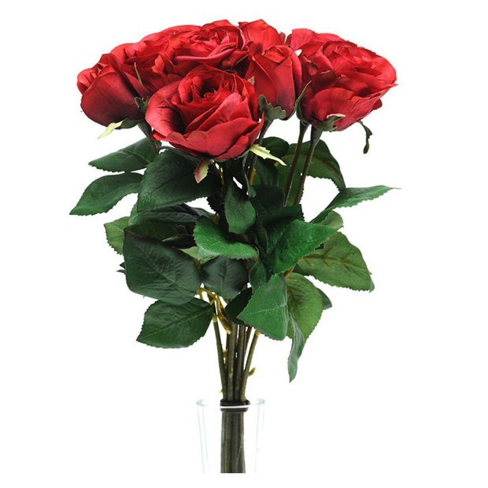 CB Imports 42cm Artificial Red Rose 9 Stem Bunch
