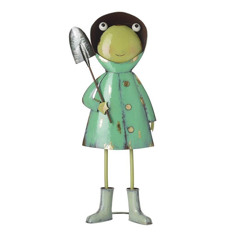 Heaven Sends 60cm Metal Frog Figure with Shovel