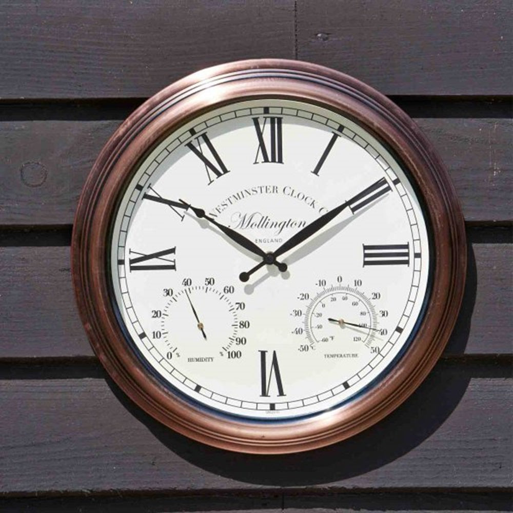 Outside in 38cm Mollington Wall Clock & Thermometer