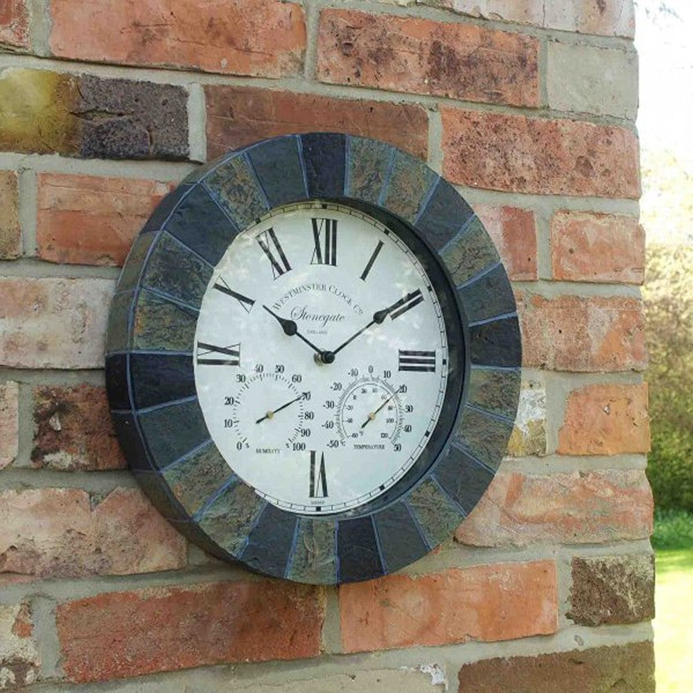 Smart Garden 14in Stonegate Wall Clock & Thermometer