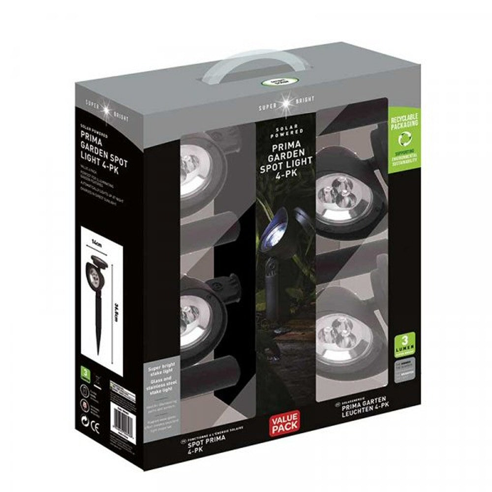Smart Solar SuperBright 3 Lumen Prima Spotlight (4 Pack) - 1004003