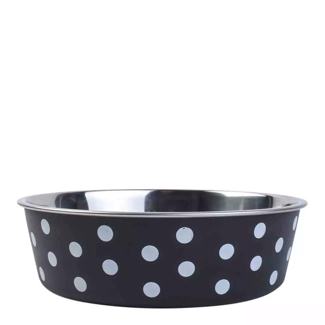 Zoon Navy 17cm Polka Dot Bella Stainless Steel Dog Bowl