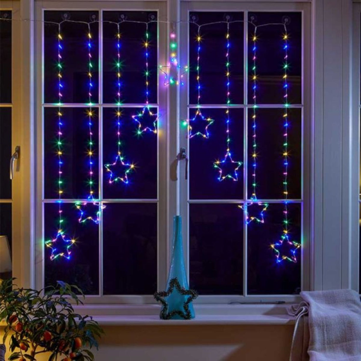 Three Kings 1.2m Multi Coloured LED Star Curtain Lights