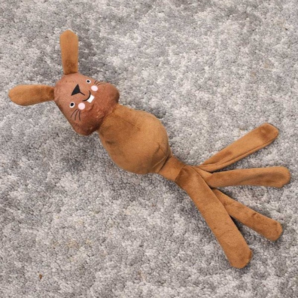 Zoon 39cm Brown Rabbit Dogtopus Squeaky Dog Toy