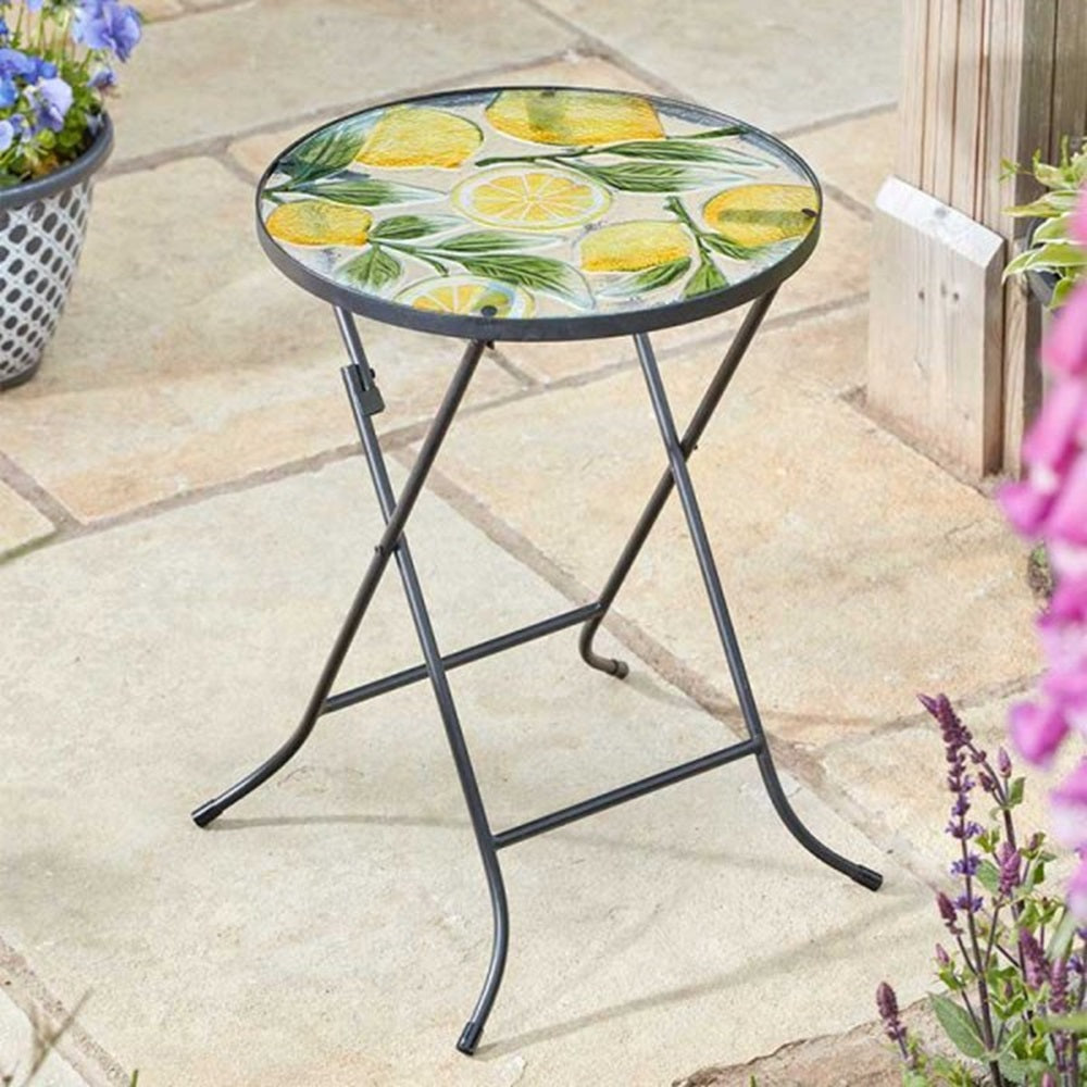 Flamboya 50cm Foldable Glass Lemon Table