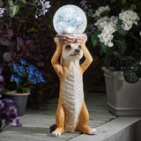 Smart Solar 45cm Mystik Meerkat Light up Crackle Glass Ball Garden Ornament